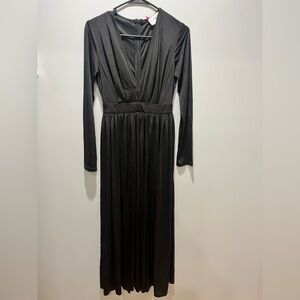 NWT Lipstick Boutique V-Neck Long Sleeve Maxi Dress Black,Size 10